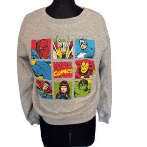Marvel Avengers Comics Unisex SZ‎ S Grey Sweatshirt Spiderman Hulk Iron Man Thor